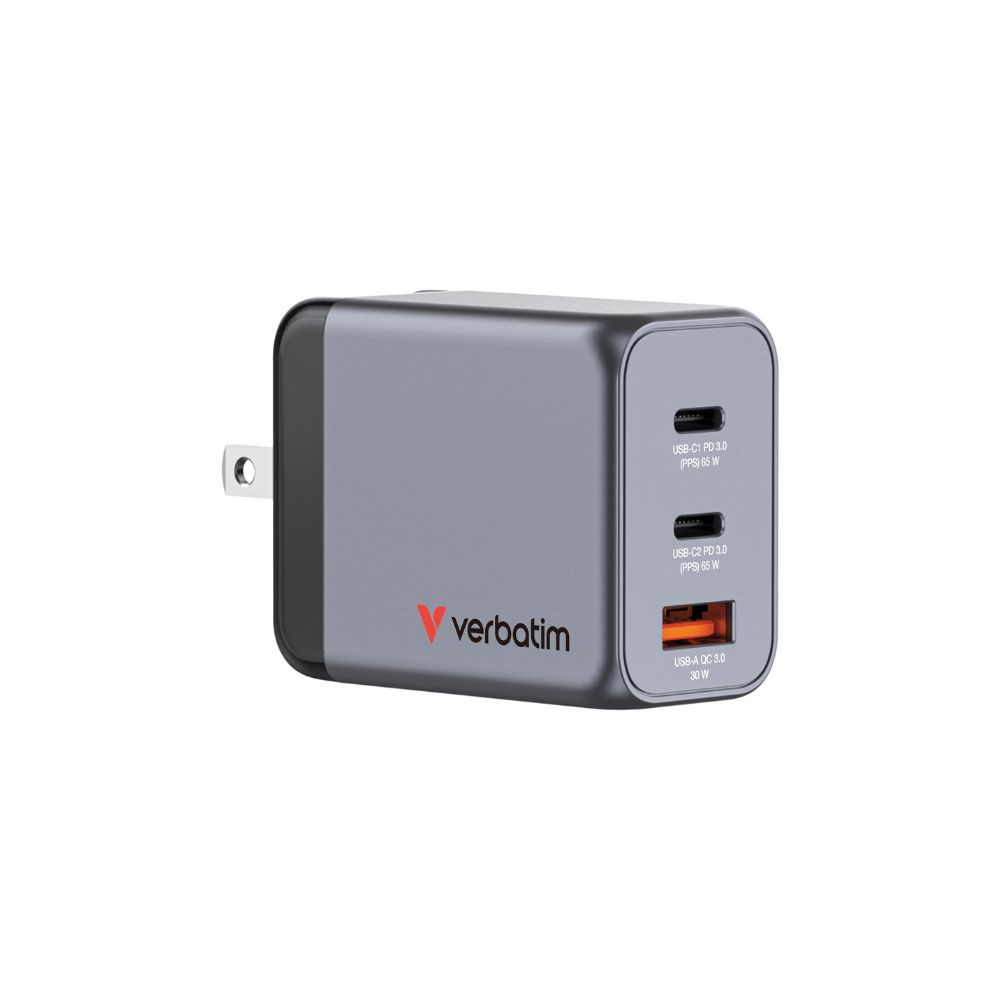 Verbatim GNC-65 GaN 65W 3 Port Wall Charger